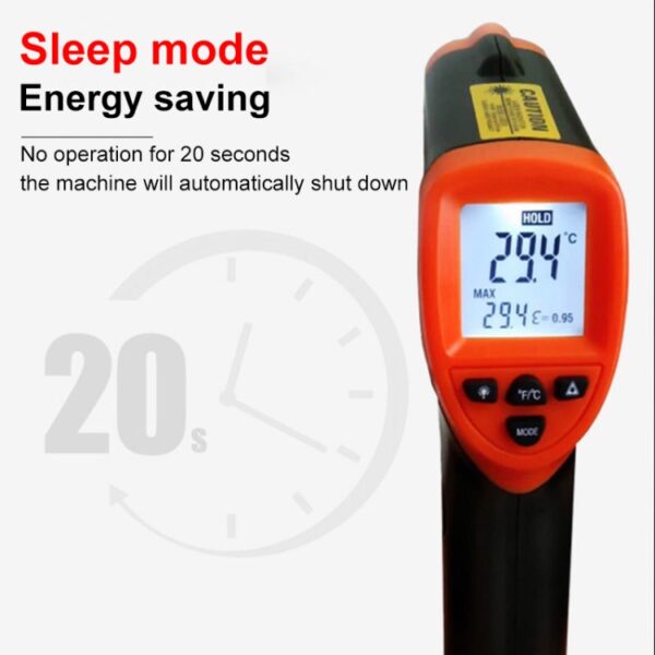 DT -8380 infraroodthermometer, temperatuurbereik: -50 -550 graden Celsius, afstandsbereik: 35 cm - Afbeelding 5