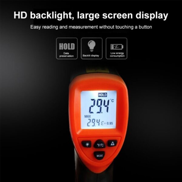 DT -8380 infraroodthermometer, temperatuurbereik: -50 -550 graden Celsius, afstandsbereik: 35 cm - Afbeelding 7