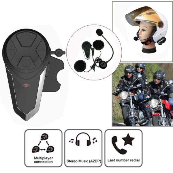 BT-S3 Motorhelm Draadloze Bluetooth Oortelefoon Waterdichte Handsfree Interphone Walkie Talkie met FM-radio - Afbeelding 5