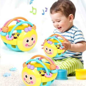 Zachte rubberen cartoon Bee Hand kloppen rammelaar halter vroeg educatief speelgoed voor Kid Hand Bell baby speelgoed, Bee Dumbbell