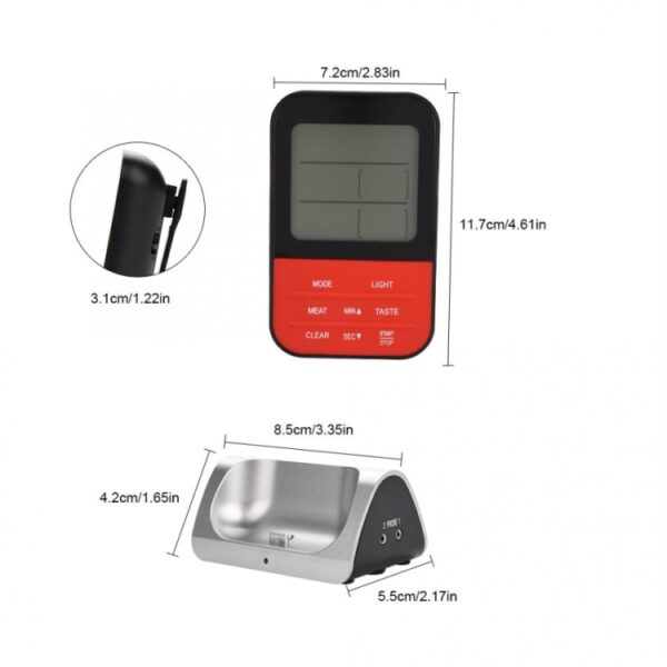 LCD digitale voedselthermometer met dubbele sondesensoren Timer - Afbeelding 5