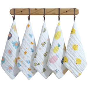 5 stuks zeslaags gaas katoenen baby vierkante zakdoek speekselhanddoekstijlen willekeurige levering, 25x25cm, 30x30cm