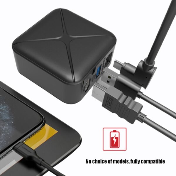 Multifunctionele projectie- en oplaadadapterbasis Ondersteuning Android/PC/Lite voor schakelaar, Black+US Plug, Black+EU Plug, Black+UK Plug - Afbeelding 6