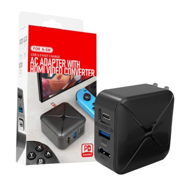 Multifunctionele projectie- en oplaadadapterbasis Ondersteuning Android/PC/Lite voor schakelaar, Black+US Plug, Black+EU Plug, Black+UK Plug - Afbeelding 10