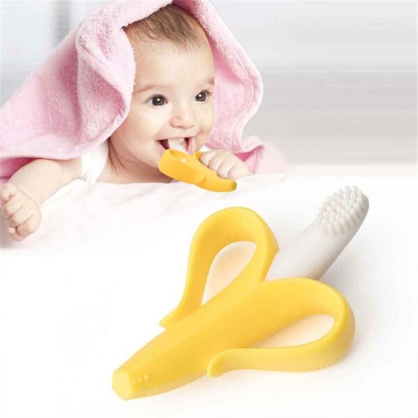 3PCS pasgeboren baby banaan siliconen bijtring, Blue, Pink, Yellow - Afbeelding 5