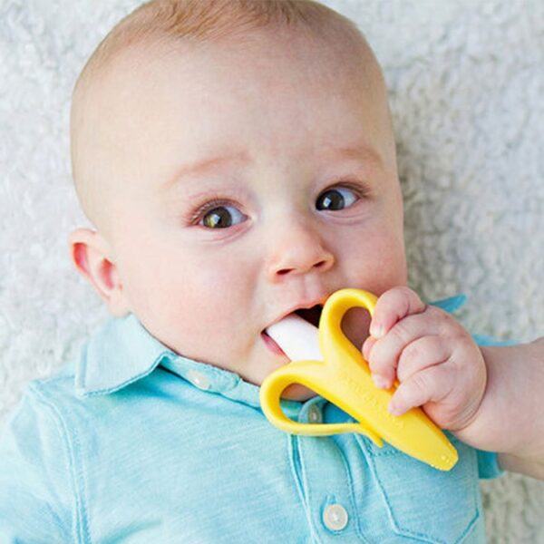 3PCS pasgeboren baby banaan siliconen bijtring, Blue, Pink, Yellow - Afbeelding 8