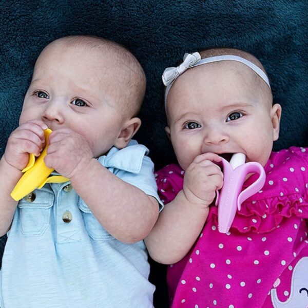 3PCS pasgeboren baby banaan siliconen bijtring, Blue, Pink, Yellow - Afbeelding 9