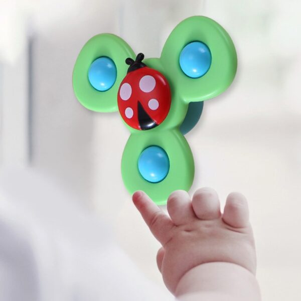 3 In 1 Vingertop Spinner Baby Rammelaar Driekleurige Insect Sucker Draai en draai Leuk babybadspeelgoed - Afbeelding 5