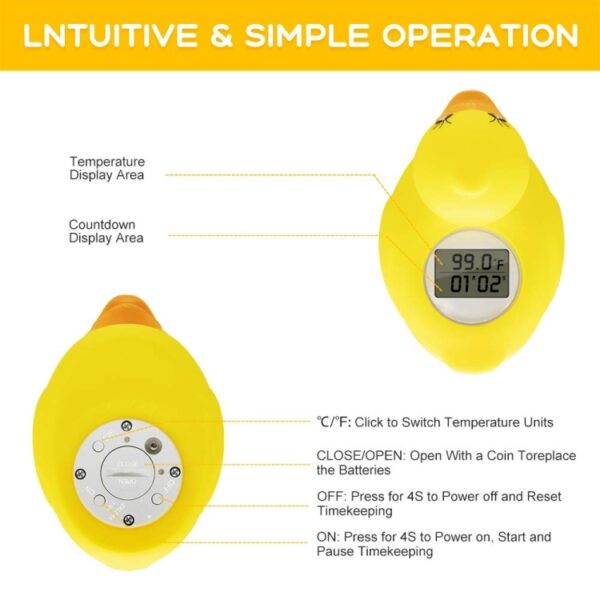 SN062 Kinderen Bad Thermometer Water Babybadkamer Gele Eend Water Thermometer, Children Bath Thermometer - Afbeelding 4