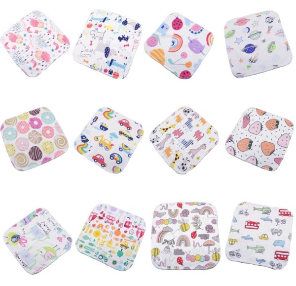 10 STKS Baby Katoen Speeksel Zakdoek Cartoon Kleine Vierkante Gezicht Handdoek Kleur Willekeurige Levering, Cartoon Face Towel - Afbeelding 8