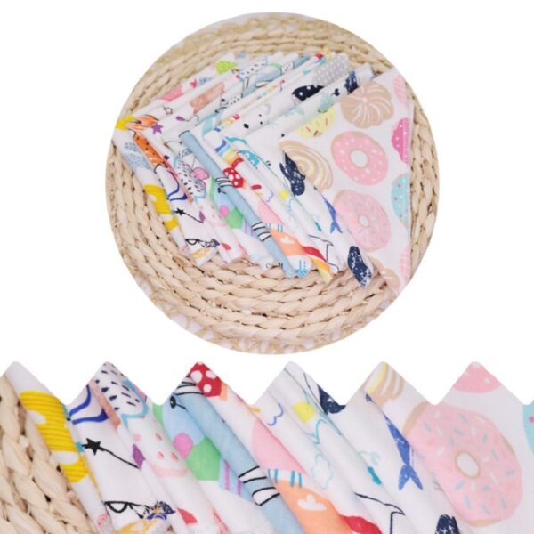 10 STKS Baby Katoen Speeksel Zakdoek Cartoon Kleine Vierkante Gezicht Handdoek Kleur Willekeurige Levering, Cartoon Face Towel - Afbeelding 4