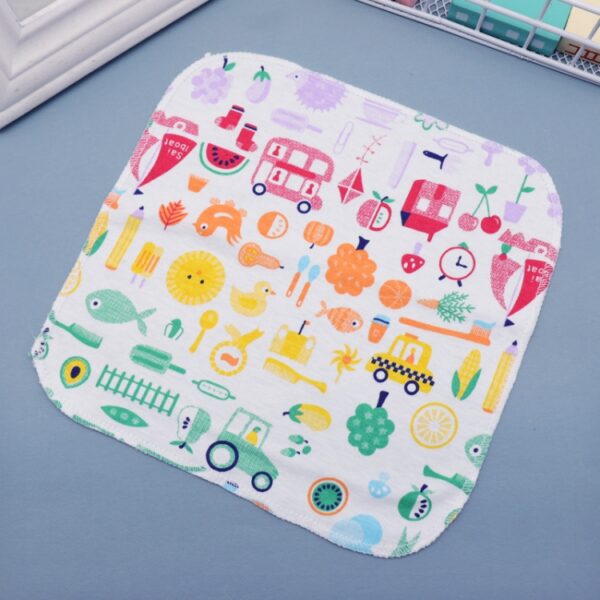10 STKS Baby Katoen Speeksel Zakdoek Cartoon Kleine Vierkante Gezicht Handdoek Kleur Willekeurige Levering, Cartoon Face Towel - Afbeelding 7