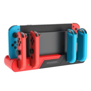 DOBE TNS-0122 4-in-1 gamepad-oplaadstation voor Switch OLED, TNS-0122 Red Black, TNS-0122 White Black
