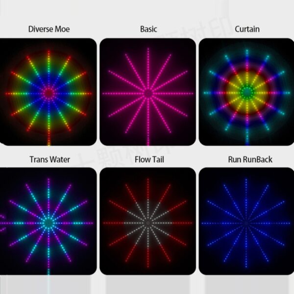 Kerst Vuurwerk RGB Muziek Sfeer Meteoor Licht, 224 LED - Afbeelding 5