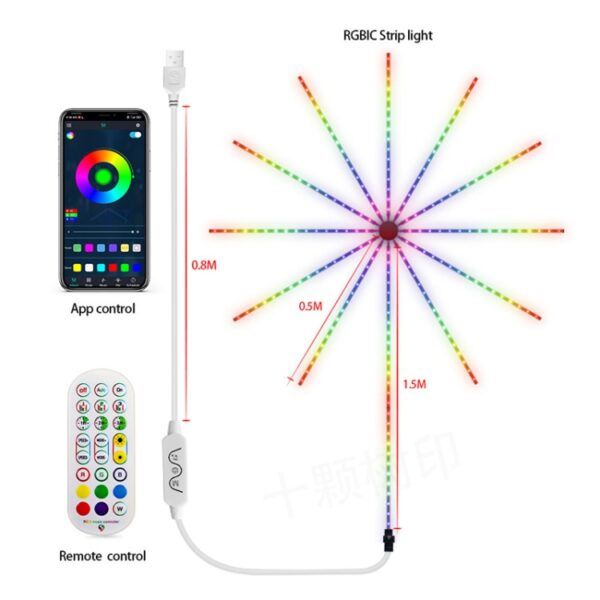 Kerst Vuurwerk RGB Muziek Sfeer Meteoor Licht, 224 LED - Afbeelding 7