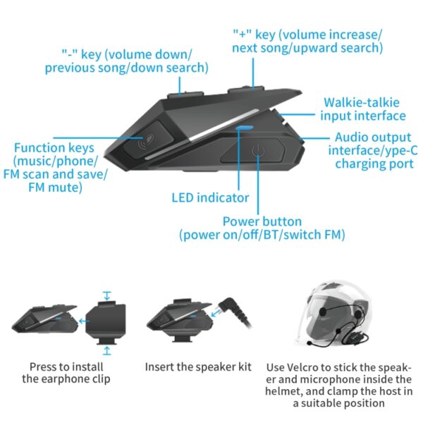 YZ06 Draadloze Bluetooth-helmhoofdtelefoons - Afbeelding 3