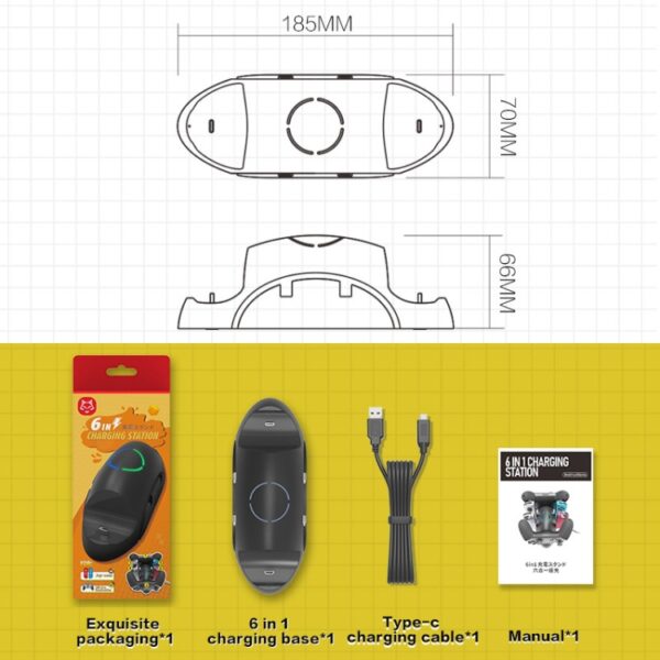Voor Nintendo Switch/Switch Pro SW168 6 in 1 Joycon Gamepad Houder Oplader Handvat Opslag Beugel - Afbeelding 8