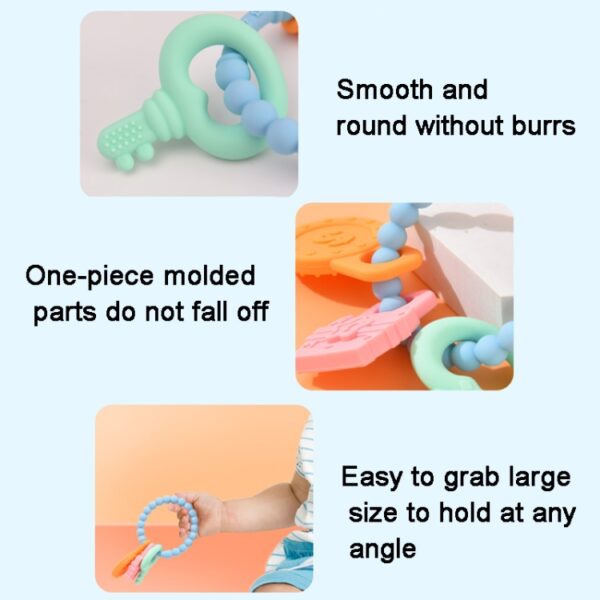 Baby Baby Bijtring Comfort Anti-eten Hand Armband Sleutelvorm Molaire Siliconen Speelgoed - Afbeelding 6
