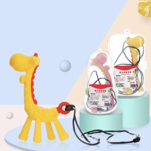 XUNYI Baby Giraffe Rammelaars Bijtring Siliconen bijtspeeltje voor kinderen, Drop Box Yellow, Drop Box Pink, Drop Box Green, Rectangular Box Yellow, Rectangular Box Pink, Rectangular Box Green - Afbeelding 2