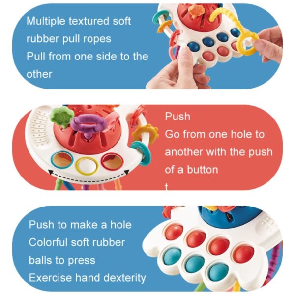 Babypuzzel Leuk vingerpompspeelgoed Verlichting Vroeg onderwijsspeelgoed, Octopus (Blue), Octopus (Red), Cartoon Crab (Orange), Cartoon Crab (Green), Rocket (Blue), Rocket (Red), Flying Sword (Red), Flying Sword (White), Crab, Space Ship... - Afbeelding 3