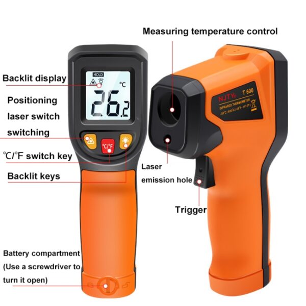 Digitale display, zeer nauwkeurige infraroodthermometer voor de bakkerijkeukenindustrie, T400, T400A (Adjustable), T600, T600A (Adjustable) - Afbeelding 3