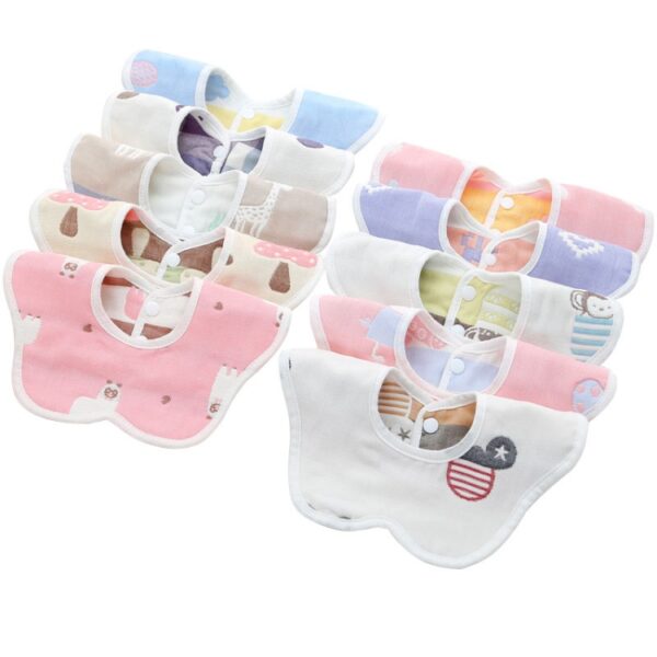 2 stuks dubbelzijdig pasgeboren babybloemblaadje waterdichte slab zes lagen gaas katoen pruim slabbetje, Cedar Pink, Airplane, Crown, Classic Mushroom - Afbeelding 4