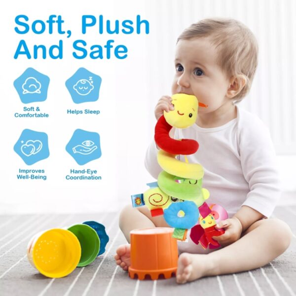 Baby Rups Bed Spiraal Speelgoed Cartoon Dier Baby Met Rammelaar Bij Kinderwagen Hangend Rustgevend Speelgoed, H033B - Afbeelding 5
