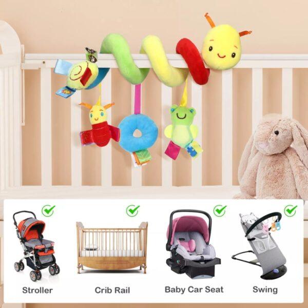 Baby Rups Bed Spiraal Speelgoed Cartoon Dier Baby Met Rammelaar Bij Kinderwagen Hangend Rustgevend Speelgoed, H033B - Afbeelding 8