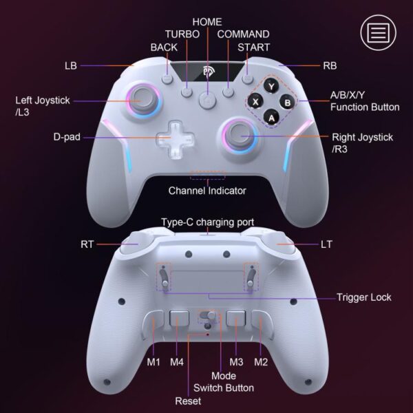 EasySMX X20 draadloze verbeterde RGB-controller voor pc/NS/tv/telefoon/laptop, X20 - Afbeelding 12