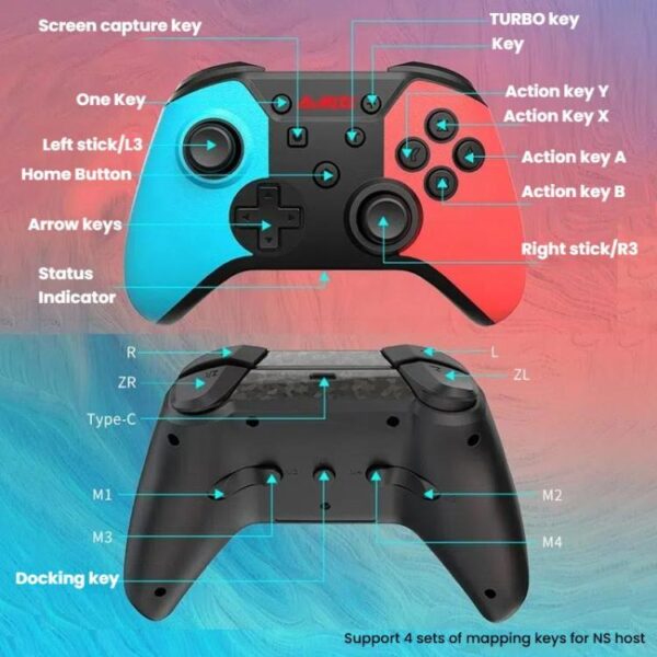Ajazz AG180 Draadloze Bluetooth + Bedrade Dual Mode Gamepad Voor Switch / PC / Android / IOS - Afbeelding 3