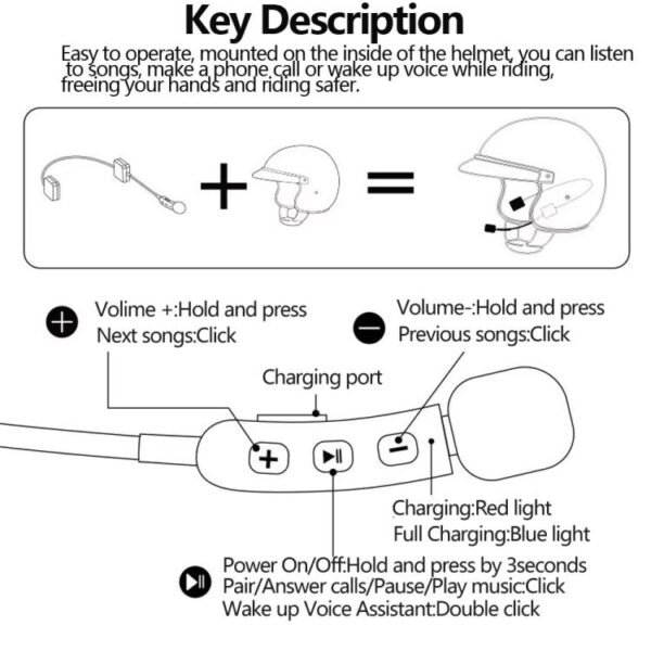 TW2S IPX5 Waterproof Noise Reduction Helmet Bluetooth Headset - Afbeelding 4
