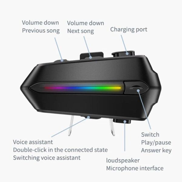 C5S IPX6 Waterproof CVC Noise Reduction Motorcycle Helmet Bluetooth Headset, Soft Mic, Hard Mic, Soft and Hard Mics - Afbeelding 3