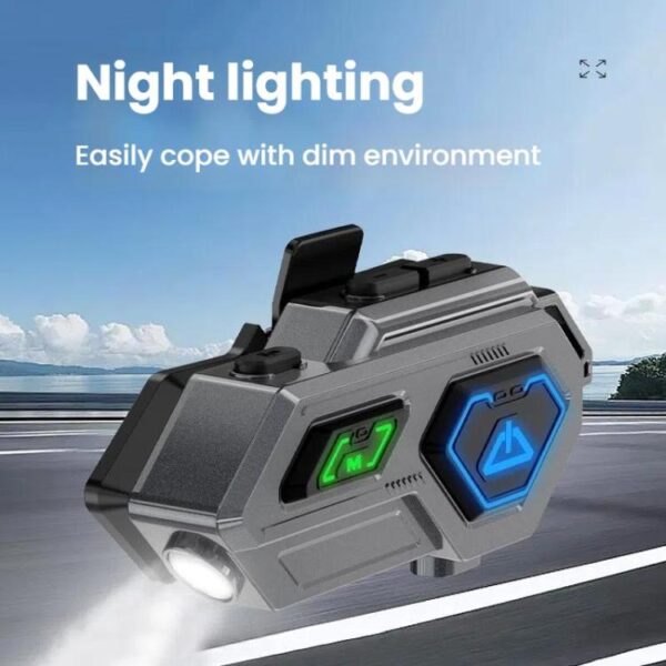 C8Pro IPX7 Waterproof Two-Person Intercom Helmet Bluetooth Headset With Flashlight, Soft Mic, Hard Mic, Soft and Hard Mics - Afbeelding 6