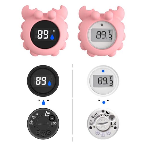 Crab Shape Digital Thermometer Baby Bath Water Thermometer, White LCD, Black LED - Afbeelding 2