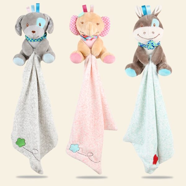 Baby troostende baby multifunctionele slaappluche opbergdeken Cartoon dierenhanddoek - Afbeelding 2