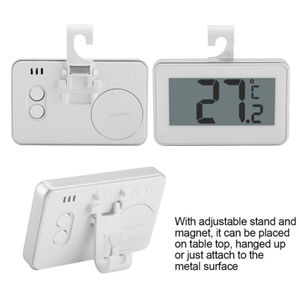 Grote LCD-koelkastthermometer met verstelbare standaardmagneet Digitale thermometer, Thermometer White - Afbeelding 3