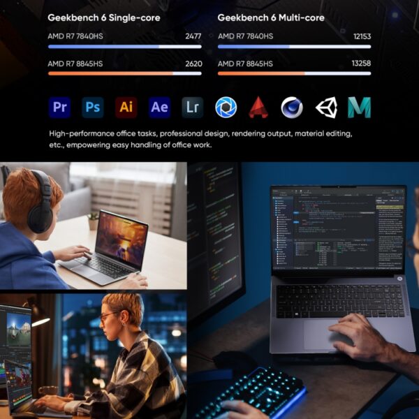 N-ONE Nbook Ultra Laptop, 32GB+1TB, 16 inch Windows 11 Pro AMD Ryzen R7 8845HS Octa Core, Amerikaanse stekker, Nbook Ultra - Afbeelding 8