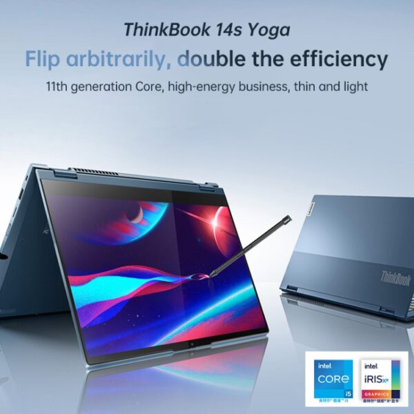 Lenovo Thinkbook 14s Yoga Laptop, 14 inch, 16 GB + 512GB, Windows 10 Professional Edition, Intel Core I5-1135G7 Quad Core Tot 4.2 GHz, ondersteuning WiFi 6 & Bluetooth & HDMI, US Plug (blauw) - Afbeelding 6