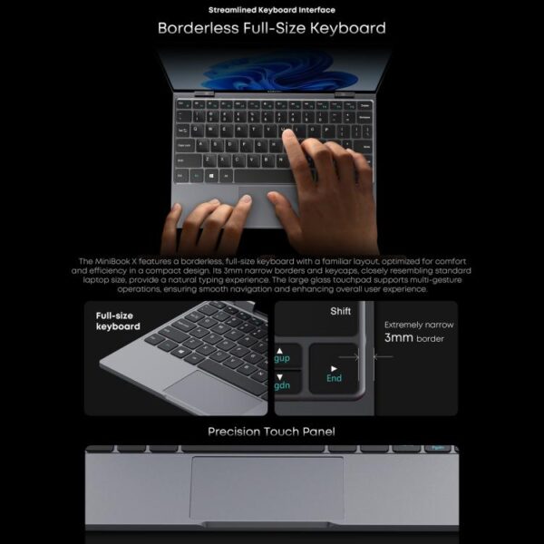 CHUWI MiniBook X Yoga Laptop, 10,51 inch, 16GB + 512GB, Windows 11, Intel Twin Lake N150 Quad Core, EU-stekker - Afbeelding 11