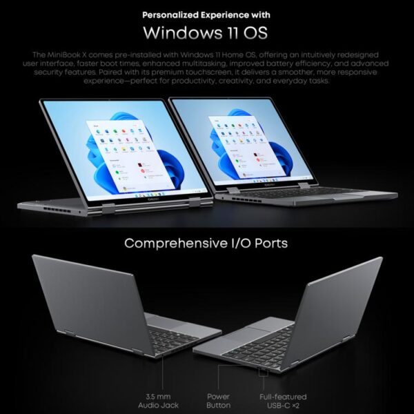 CHUWI MiniBook X Yoga Laptop, 10,51 inch, 16GB + 512GB, Windows 11, Intel Twin Lake N150 Quad Core, EU-stekker - Afbeelding 14