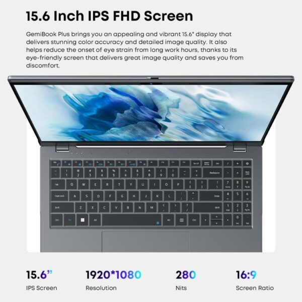 CHUWI GemiBook Plus 15,6 inch laptop, 8 GB + 256 GB, Windows 11 Intel Alder Lake N100 Quad Core, EU-stekker - Afbeelding 10
