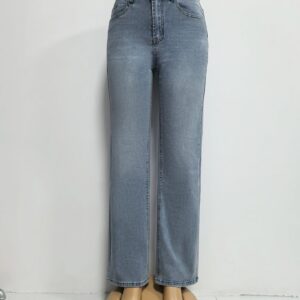 Women Autumn High Waist Retro Loose Wide Leg Jeans Loose Casual Denim Trousers