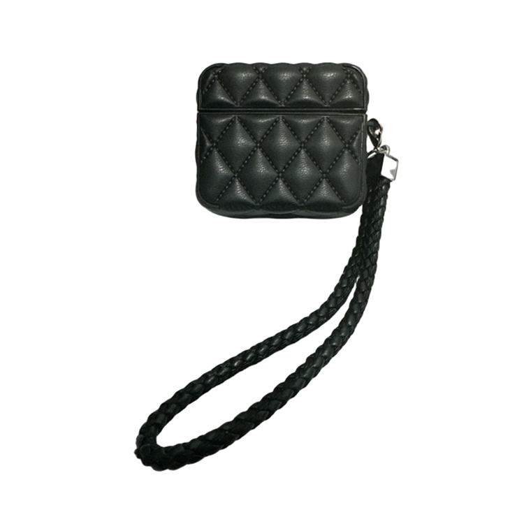 Down Coat Texture PU Earbuds Box PC Case with Lanyard, For AirPods 4, For AirPods Pro 2