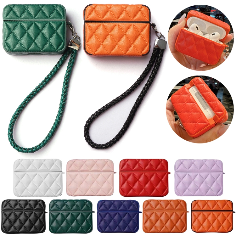 Down Coat Texture PU Earbuds Box PC Case with Lanyard, For AirPods 4, For AirPods Pro 2 - Image 2