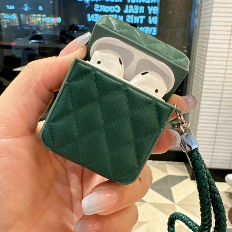 Down Coat Texture PU Earbuds Box PC Case with Lanyard, For AirPods 4, For AirPods Pro 2 - Image 4