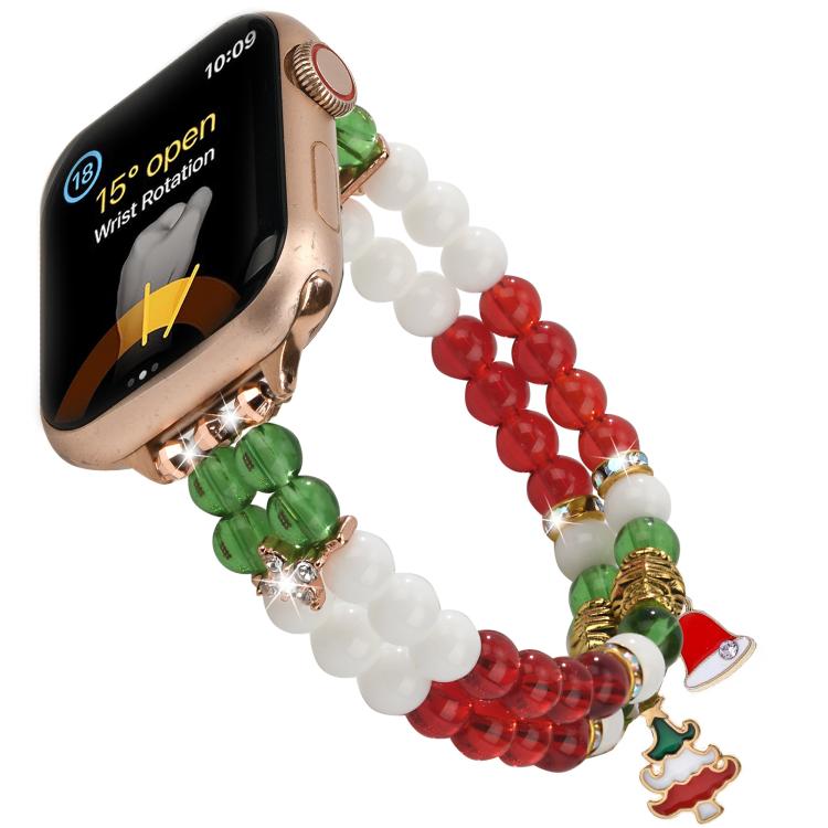 Width 14mm Christmas Beads Chain Watch Band, For Apple Watch 46mm / 49mm / 45mm / 44mm, For Apple Watch 42mm / 41mm / 40mm / 38mm