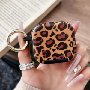 Leopard Print Folding Holder Earbuds Protective Case with Mirror, For AirPods 4, For AirPods Pro / Pro 2, For AirPods 3, For AirPods 1 / 2
