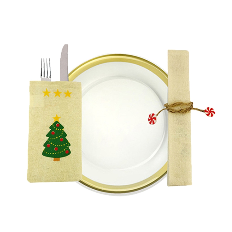 Christmas Scene Decoration Tableware Cover Christmas Creative Sackcloth Dishes Bags Gifts Bags, Random Style Delivery - Image 6