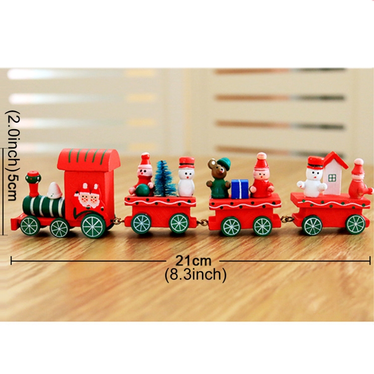 Christmas Dinner Table Decoration, Wooden Trains Children Kindergarten Christmas Decoration Ornaments Gifts, Red - Image 3