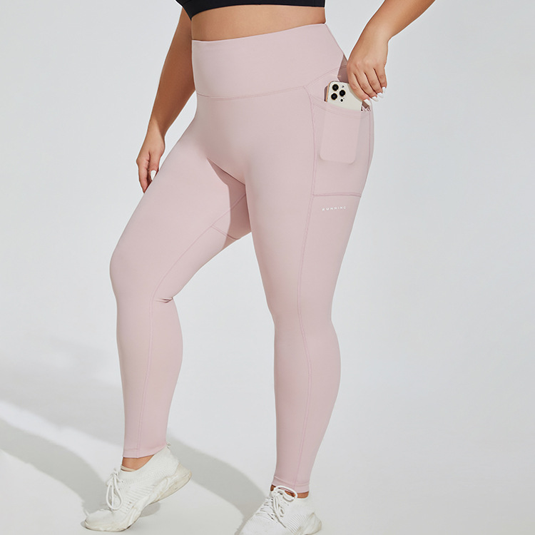 Plus Size Sports Pocket Fitness Trousers Letter Graphic Peach Pants Running Hip Raise High Waist Stretch Tights Yoga Pants Women - Image 3